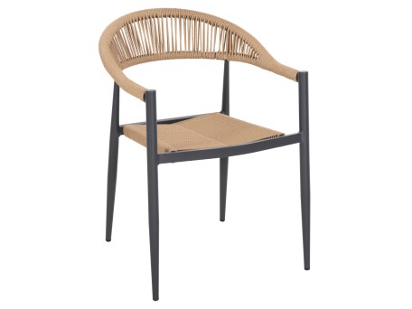 ΠΟΛΥΘΡΟΝΑ ΑΛΟΥΜΙΝΙΟΥ GRET HM5854.02 ΑΝΘΡΑΚΙ PΕ RATTAN ΜΠΕΖ 56x55,5x78Υ εκ.