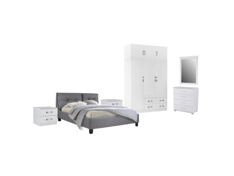ΣΕΤ ΚΡΕΒΑΤΟΚΑΜΑΡΑΣ 6ΤΜΧ CARLY HM10884.05 ΜΕΛΑΜΙΝΗ ΛΕΥΚΗ-ΥΦΑΣΜΑ ΓΚΡΙ