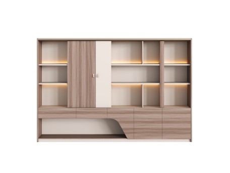 ΒΙΒΛΙΟΘΗΚΗ ΣΕΙΡΑ SUPERON HM2141 ΜΕΛΑΜΙΝΗ ΜΠΕΖ & ΦΥΣΙΚΟ--LED ΦΩΤΙΣΜΟΣ 300x40x200Υεκ