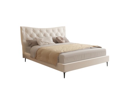 ΚΡΕΒΑΤΙ ΔΙΠΛΟ JILL HM737.03 ΥΦΑΣΜΑ ΣΕ ΜΠΕΖ--ΓΙΑ ΣΤΡΩΜΑ 160x200εκ.