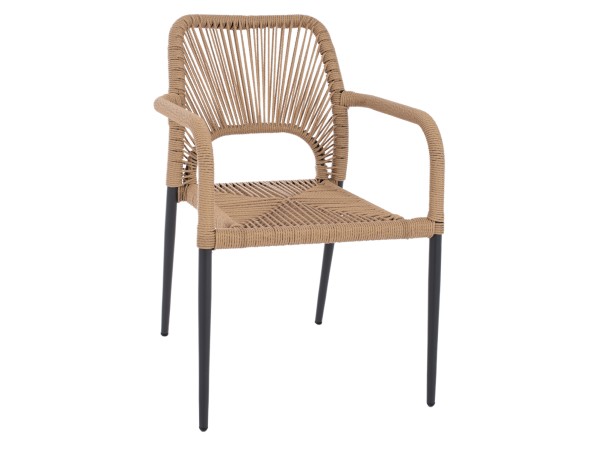 ΠΟΛΥΘΡΟΝΑ ΑΛΟΥΜΙΝΙΟΥ NOJO HM5771.02 ΓΚΡΙ ΜΕ P.E.TWIST RATTAN ΜΠΕΖ 55x63x82Y εκ.