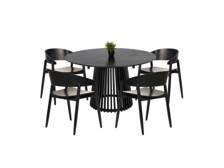 ΣΕΤ ΤΡΑΠΕΖΑΡΙΑΣ 5ΤΜΧ CANOP HM21077.02 ΣΤΡΟΓΓΥΛΟ ΤΡΑΠΕΖΙ Φ150εκ.& 4 ΚΑΡΕΚΛΕΣ-ΜΑΥΡΟ