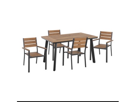 ΣΕΤ ΤΡΑΠΕΖΑΡΙΑΣ TABER HM21197 ΤΡΑΠΕΖΙ & 4 ΠΟΛΥΘΡΟΝΕΣ-ΑΛΟΥΜΙΝΙΟ & POLYWOOD-ΑΝΘΡΑΚΙ