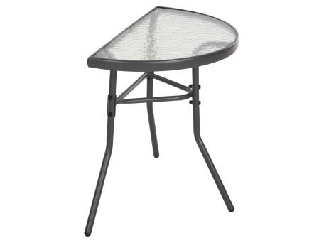 ΤΡΑΠΕΖΙ ΗΜΙΚΥΚΛΙΚΟ LIMA HM5967.01 ΜΕΤΑΛΛΙΚΟ ΓΚΡΙ ΜΕ ΓΥΑΛΙΝΟ TOP 70x40x64,5Υεκ.