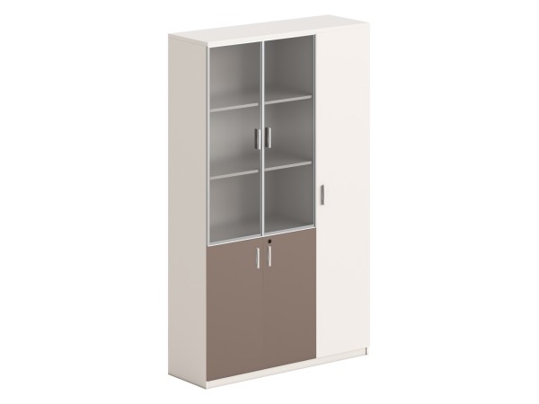 ΒΙΒΛΙΟΘΗΚΗ/ΝΤΟΥΛΑΠΙ NEWLINE HM18280 ΜΕΛΑΜΙΝΗ ΛΕΥΚΗ-ΑΝΟΙΧΤΟ ΚΑΦΕ--ΓΥΑΛΙ 120x40x200Υεκ