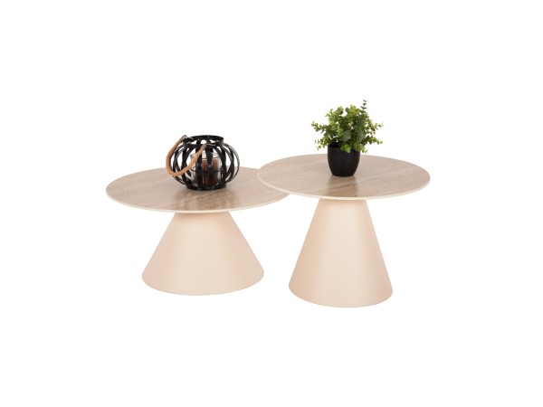 ΒΟΗΘΗΤΙΚΑ ΤΡΑΠΕΖΑΚΙΑ 2ΤΜΧ NANZA HM9927 ΜΕΤΑΛΛΟ ΚΡΕΜ-ΜΠΕΖ ΚΕΡΑΜΙΚΟ TOP Φ50&Φ60 εκ.