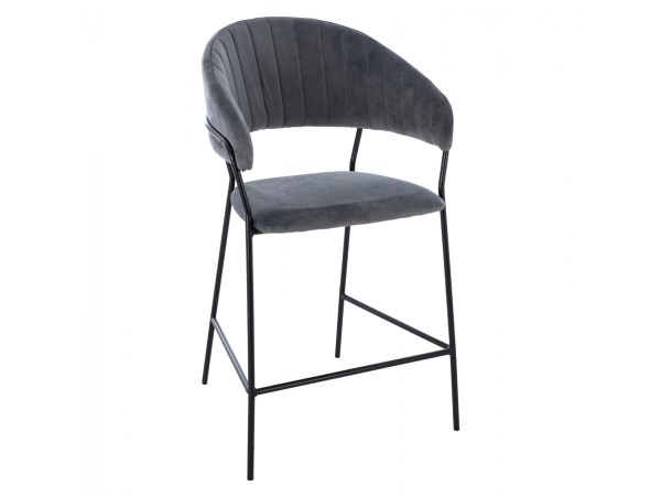 ΣΚΑΜΠΟ ΜΕΣΑΙΟΥ ΥΨΟΥΣ HM8734.01 THEODORE ΒΕΛΟΥΔΟ ΓΚΡΙ ΜΕ ΜΑΥΡΟ ΣΚΕΛΕΤΟ 60x55x100Y εκ.