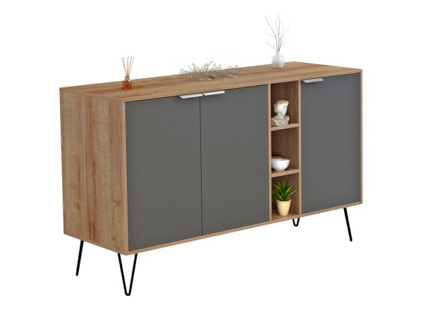 ΜΠΟΥΦΕΣ CABRON HM8874.11 ΜΕΛΑΜΙΝΗ ΣΕ ΦΥΣΙΚΟ-ΑΝΘΡΑΚΙ-ΜΑΥΡΑ ΜΕΤΑΛ.ΠΟΔΙΑ 142X40X83Υεκ.