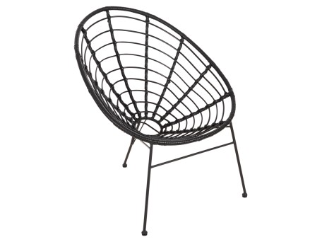 ΠΟΛΥΘΡΟΝΑ ΤΥΠΟΥ ΦΩΛΙΑ ΜΕΤΑΛΛΙΚΗ ALLEGRA HM5458.12 ΜΕ WICKER-ΜΑΥΡΟ 73x78x88Υεκ.