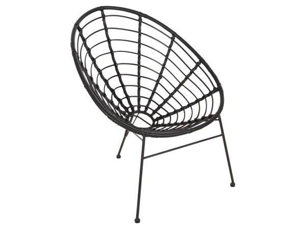 ΠΟΛΥΘΡΟΝΑ ΤΥΠΟΥ ΦΩΛΙΑ ΜΕΤΑΛΛΙΚΗ ALLEGRA HM5458.12 ΜΕ WICKER-ΜΑΥΡΟ 73x78x88Υεκ.