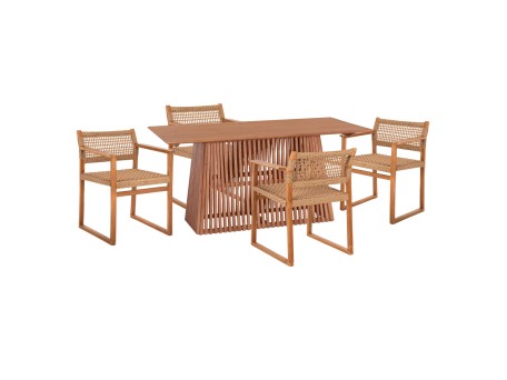 ΣΕΤ ΤΡΑΠΕΖΑΡΙΑΣ 5ΤΜΧ NARLEY HM21078.01 ΟΡΘΟΓΩΝΙΟ ΤΡΑΠΕΖΙ & 4 ΚΑΡΕΚΛΕΣ