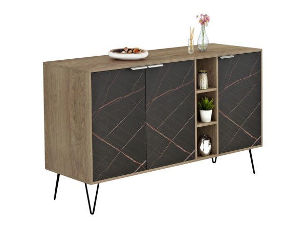 ΜΠΟΥΦΕΣ CABRON HM8874.12 ΜΕΛΑΜΙΝΗ ΣΕ SONAMA-ΜΑΥΡΟ ΜΑΡΜΑΡΟ-ΜΑΥΡΑ ΜΕΤΑΛ.ΠΟΔΙΑ 142X40X83Υεκ