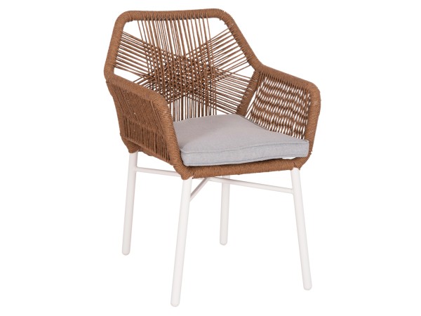 ΠΟΛΥΘΡΟΝΑ TOPIN HM6048.11 ΑΛΟΥΜΙΝΙΟ ΛΕΥΚΟ-P.E. RATTAN ΜΠΕΖ 59x63x81Υεκ