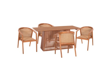 ΣΕΤ ΤΡΑΠΕΖΑΡΙΑΣ 5ΤΜΧ RENLY HM21078.02 ΟΡΘΟΓΩΝΙΟ ΤΡΑΠΕΖΙ & 4 ΚΑΡΕΚΛΕΣ