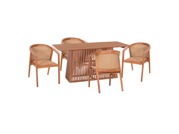 ΣΕΤ ΤΡΑΠΕΖΑΡΙΑΣ 5ΤΜΧ RENLY HM21078.02 ΟΡΘΟΓΩΝΙΟ ΤΡΑΠΕΖΙ & 4 ΚΑΡΕΚΛΕΣ