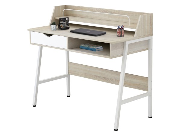 ΓΡΑΦΕΙΟ OLIVIER HM2129.01 ΜΕΛΑΜΙΝΗ ΣΕ SONAMA-ΛΕΥΚΟ-ΛΕΥΚΟΣ ΜΕΤΑΛΛΙΚΟΣ ΣΚΕΛΕΤΟΣ 104x48x89Υεκ