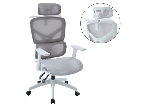 ΚΑΡΕΚΛΑ ΓΡΑΦΕΙΟΥ APEX HM1227.02 ΛΕΥΚΟ PP--ΑΝΟΙΧΤΟ ΓΚΡΙ MESH 68x68x120-130Υεκ