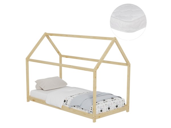 ΚΡΕΒΑΤΙ ΠΑΙΔΙΚΟ ΜΕ ΣΤΡΩΜΑ PEPE HM21302 ΞΥΛΟ ΠΕΥΚΟΥ ΣΕ ΦΥΣΙΚΟ--ΣΤΡΩΜΑ 90x190εκ