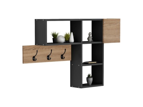 ΚΡΕΜΑΣΤΡΑ ΕΙΣΟΔΟΥ ΜΕ ΡΑΦΙΑ HARLAN HM8973.11 ΜΕΛΑΜΙΝΗ ΣΕ SONAMA-ΓΚΡΙ 99,5x15x61Υεκ.