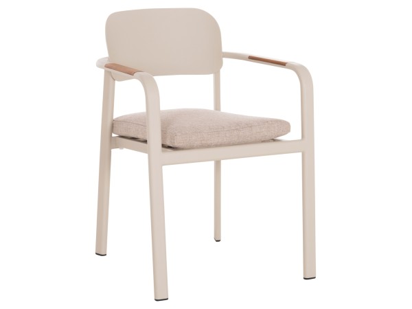 ΠΟΛΥΘΡΟΝΑ ΤΡΑΠΕΖΑΡΙΑΣ ELARA HM6414.05 ΜΠΕΖ ΑΛΟΥΜΙΝΙΟ-OLEFIN--ΞΥΛΟ TEAK 56x62x78Υεκ.