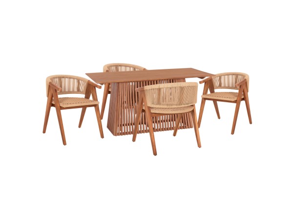 ΣΕΤ ΤΡΑΠΕΖΑΡΙΑΣ 5ΤΜΧ BRANN HM21078.03 ΟΡΘΟΓΩΝΙΟ ΤΡΑΠΕΖΙ & 4 ΚΑΡΕΚΛΕΣ