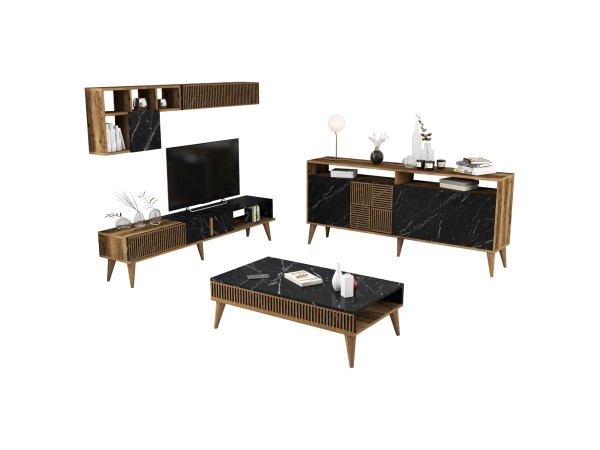 ΣΥΝΘΕΣΗ ΣΑΛΟΝΙΟΥ 3ΤΜΧ ΚΑΡΥΔΙ- ΜΑΥΡΟ ΜΑΡΜΑΡΟ HM11845.02