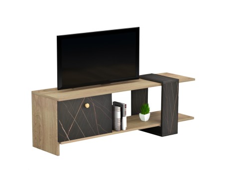 ΕΠΙΠΛΟ ΤΗΛΕΟΡΑΣΗΣ HENRIETTE HM8900.12 ΜΕΛΑΜΙΝΗ ΣΕ SONAMA-ΜΑΥΡΟ ΜΑΡΜΑΡΟ 120x28,5x37,5Υεκ.