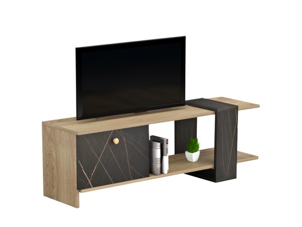 ΕΠΙΠΛΟ ΤΗΛΕΟΡΑΣΗΣ HENRIETTE HM8900.12 ΜΕΛΑΜΙΝΗ ΣΕ SONAMA-ΜΑΥΡΟ ΜΑΡΜΑΡΟ 120x28,5x37,5Υεκ.