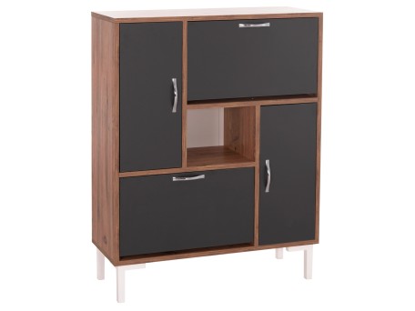 ΠΑΠΟΥΤΣΟΘΗΚΗ MEDY HM18187.02 ΜΕΛΑΜΙΝΗ ΣΕ ΦΥΣΙΚΟ & ΑΝΘΡΑΚΙ-ΜΑΥΡΑ ΠΟΔΙΑ 85x30x108.5Υεκ