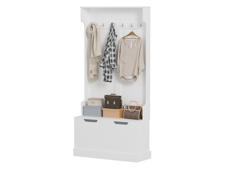 ΕΠΙΠΛΟ ΕΙΣΟΔΟΥ KAYLOR HM2475.03 ΜΕ ΚΡΕΜΑΣΤΡΕΣ&ΑΠΟΘ.ΧΩΡΟ-MDF ΣΕ ΛΕΥΚΟ 93x34x180Υεκ