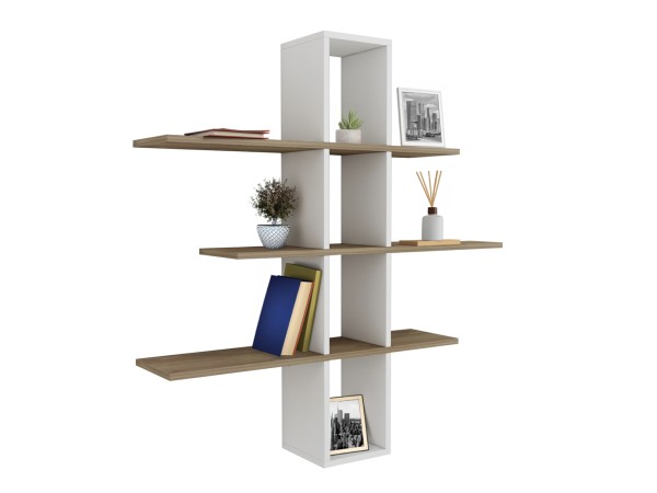 ΡΑΦΙΕΡΑ ΤΟΙΧΟΥ DOMINIC HM8976.11 ΜΕΛΑΜΙΝΗ ΣΕ ΦΥΣΙΚΟ-ΛΕΥΚΟ 96x19,5x101Υεκ.