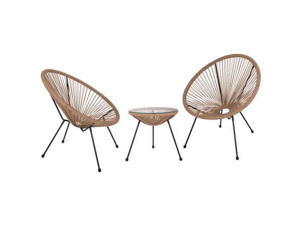 ΣΕΤ ΕΞΩΤΕΡΙΚΟΥ ΧΩΡΟΥ 3ΤΜΧ ACAPULCO HM21100 TWISTED WICKER-ΜΕΤΑΛΛΟ