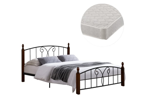 ΚΡΕΒΑΤΙ ΔΙΠΛΟ & ΣΤΡΩΜΑ SUZIE HM21332 ΜΕΤΑΛΛΟ & ΞΥΛΟ ΣΕ ΚΑΡΥΔΙ--ΣΤΡΩΜΑ 150x200εκ