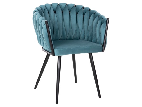 ΠΟΛΥΘΡΟΝΑΚΙ LUANDA HM8741.05 ΤΙΡΚΟΥΑΖ ΒΕΛΟΥΔΟ-ΜΑΥΡΑ ΜΕΤΑΛΛΙΚΑ ΠΟΔΙΑ 62x54x79Υεκ.