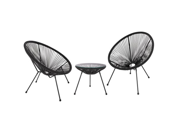 ΣΕΤ ΕΞΩΤΕΡΙΚΟΥ ΧΩΡΟΥ 3ΤΜΧ ACAPULCO HM21101 P.E.RATTAN-ΜΕΤΑΛΛΟ ΣΕ ΜΑΥΡΟ