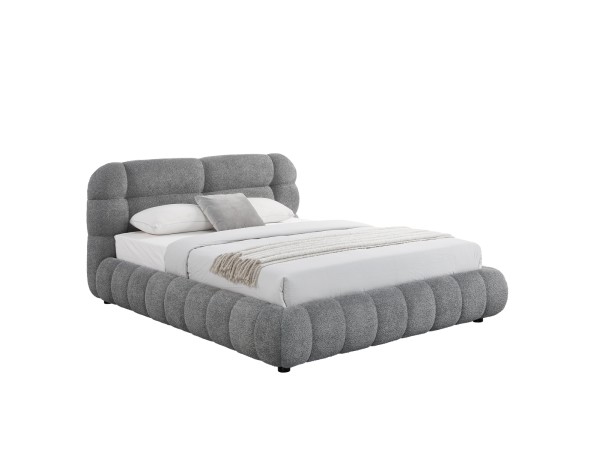 ΚΡΕΒΑΤΙ ΔΙΠΛΟ ΜΕ ΑΠΟΘ.ΧΩΡΟ MALFOY HM730.01 ΓΚΡΙ ΜΠΟΥΚΛΕ ΥΦΑΣΜΑ--ΣΤΡΩΜΑ 160x200εκ
