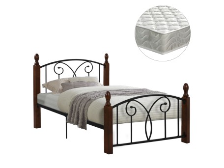 ΚΡΕΒΑΤΙ ΗΜΙΔΙΠΛΟ & ΣΤΡΩΜΑ SUZIE HM21333 ΜΕΤΑΛΛΟ & ΞΥΛΟ ΣΕ ΚΑΡΥΔΙ--ΣΤΡΩΜΑ 110x190εκ