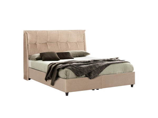 ΚΡEΒΑΤΙ ΜΕ ΑΠΟΘΗΚΕΥΤΙΚΟ ΧΩΡΟ DREAMLET HM716 ΜΠΕΖ ΒΕΛΟΥΔΟ- ΓΙΑ ΣΤΡΩΜΑ 160x200εκ.