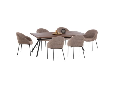 ΣΕΤ ΤΡΑΠΕΖΑΡΙΑΣ 7ΤΜΧ MANDY HM10957.03 MDF TOP--ΥΦΑΣΜΑ TAUPE & ΜΕΤΑΛ.ΠΟΔΙΑ