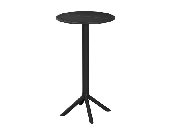 ΤΡΑΠΕΖΙ ΜΠΑΡ ΣΤΡΟΓΓΥΛΟ TERRIN HM6126.12 ΠΟΛΥΠΡΟΠΥΛΕΝΙΟ ΜΑΥΡΟ Φ61x107Υεκ.