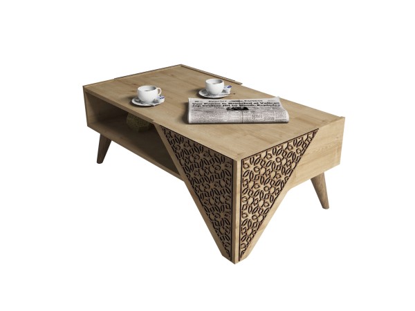 ΤΡΑΠΕΖΙ ΣΑΛΟΝΙΟΥ ΜΕΛΑΜΙΝΗΣ HM9498.01 ΣΕ ΦΥΣΙΚΟ ΟΑΚ-ΣΚΑΛΙΣΤΕΣ ΓΩΝΙΕΣ 105x58x40Υεκ.