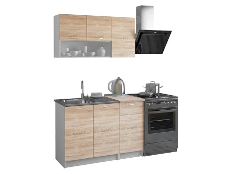 ΣΥΝΘΕΣΗ ΚΟΥΖΙΝΑΣ JADIEL ΜΕΛΑΜΙΝΗ ΜΕ ΠΑΓΚΟ SONAMA-ΛΕΥΚΟ HM2440 120x46-29,2 εκ.