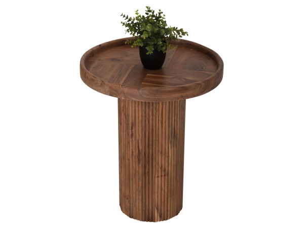 ΤΡΑΠΕΖΙ ΣΑΛΟΝΙΟΥ ΣΤΡΟΓΓΥΛΟ RAJJEH HM9692 ΜΑΣΙΦ ΑΚΑΚΙΑ ΦΥΣΙΚΟ ΧΡΩΜΑ Φ50x60Υεκ.