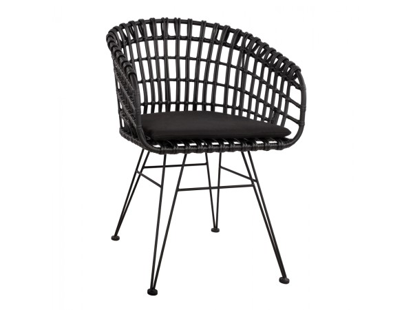 ΠΟΛΥΘΡΟΝΑ ΤΥΠΟΥ ΦΩΛΙΑ ΜΕΤΑΛΛΙΚΗ ALLEGRA HM5456.02 ΜΕ WICKER ΜΑΥΡΟ 59Χ56,5Χ83Υ εκ.