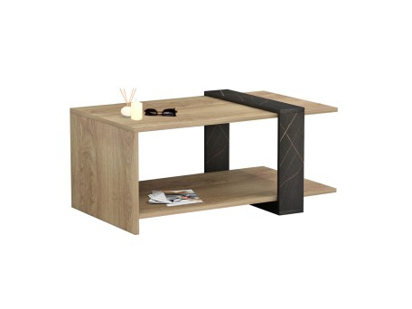 ΤΡΑΠΕΖΙ ΣΑΛΟΝΙΟΥ WILMA HM8950.12 ΜΕΛΑΜΙΝΗ ΣΕ ΦΥΣΙΚΟ-ΜΑΥΡΟ ΜΑΡΜΑΡΟ 80Χ50Χ35Υεκ.