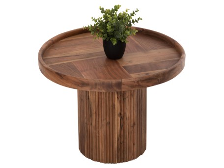 ΤΡΑΠΕΖΙ ΣΑΛΟΝΙΟΥ ΣΤΡΟΓΓΥΛΟ RAJJEH HM9693 ΜΑΣΙΦ ΑΚΑΚΙΑ ΦΥΣΙΚΟ ΧΡΩΜΑ Φ60x45Υεκ.