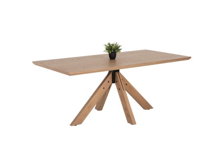 ΤΡΑΠΕΖΙ PAOLO HM9853 MDF ΜΕ ΚΑΠΛΑΜΑ ΦΡΑΞΙΝΟΥ-ΠΟΔΙΑ RUBBERWOOD-ΦΥΣΙΚΟ 180x90x75Yεκ