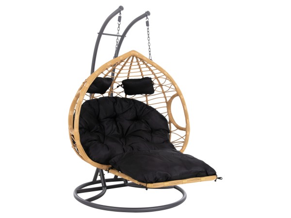 ΔΙΠΛΗ ΚΡΕΜΑΣΤΗ ΦΩΛΙΑ ME ΥΠΟΠΟΔΙΟ GRACIE HM5754.02 ΜΠΕΖ ΣΥΝΘ.RATTAN-ΓΚΡΙ ΜΕΤΑΛ.ΣΚΕΛΕΤΟΣ Φ120x200Υεκ