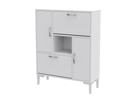 ΠΑΠΟΥΤΣΟΘΗΚΗ MEDY HM18187.03 ΜΕΛΑΜΙΝΗ ΣΕ ΛΕΥΚΟ-ΛΕΥΚΑ ΠΟΔΙΑ 86,5x30x109Υεκ