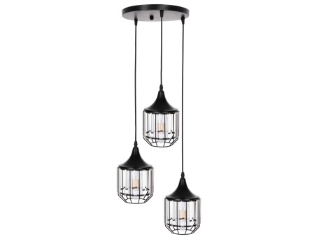 ΦΩΤΙΣΤΙΚΟ ΟΡΟΦΗΣ ΚΡΕΜΑΣΤΟ HM4084 3ΦΩΤΟ ΜΑΥΡΟ ΜΕΤΑΛΛΟ-ΓΥΑΛΙ Φ14x123Yεκ.